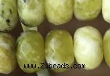 CRB5165 15.5 inches 5*8mm faceted rondelle yellow pine turquoise beads