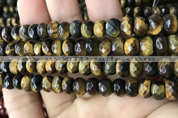 CRB5166 15.5 inches 5*8mm faceted rondelle yellow tiger eye beads