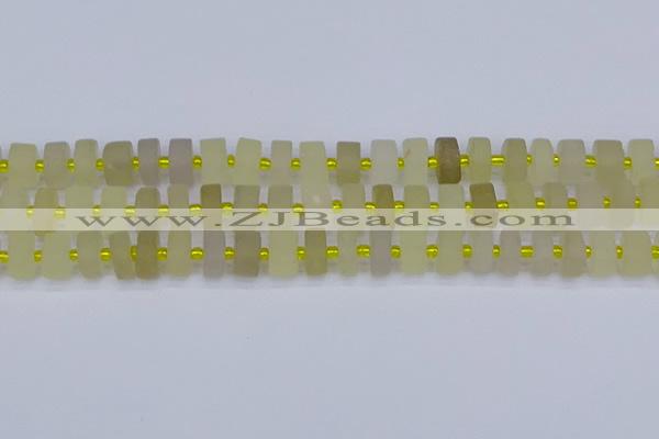 CRB519 15.5 inches 6*10mm tyre matte lemon quartz beads