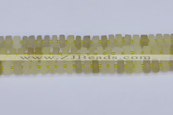 CRB520 15.5 inches 6*12mm tyre matte lemon quartz beads