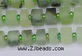 CRB524 15.5 inches 5*8mm tyre matte green rutilated quartz beads