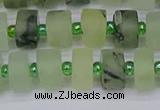 CRB525 15.5 inches 6*10mm tyre matte green rutilated quartz beads