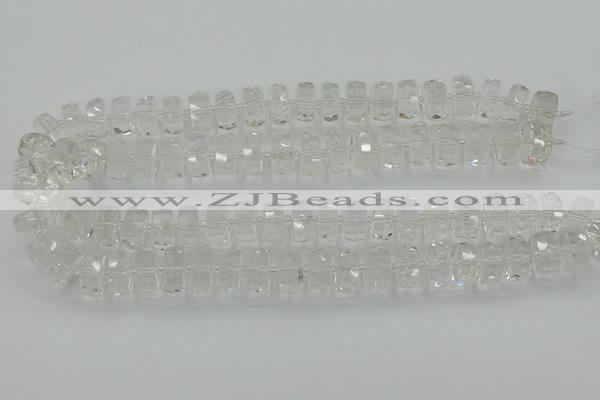 CRB552 15.5 inches 8*16mm faceted rondelle white crystal beads