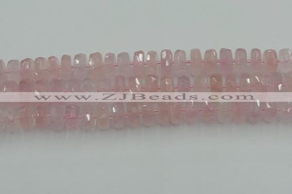 CRB559 15.5 inches 8*14mm faceted rondelle rose quartz beads