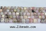 CRB5607 15.5 inches 7mm - 8mm faceted tyre pink opal beads