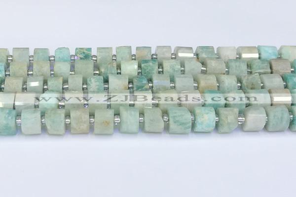 CRB5608 15.5 inches 7mm - 8mm faceted tyre amazonite beads