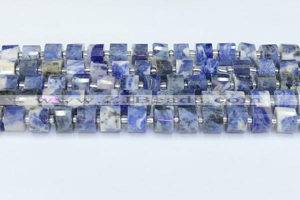 CRB5609 15.5 inches 7mm - 8mm faceted tyre sodalite beads