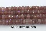 CRB5624 15.5 inches 6*12mm faceted rondelle strawberry quartz beads