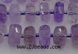 CRB566 15.5 inches 7*12mm faceted rondelle amethyst beads