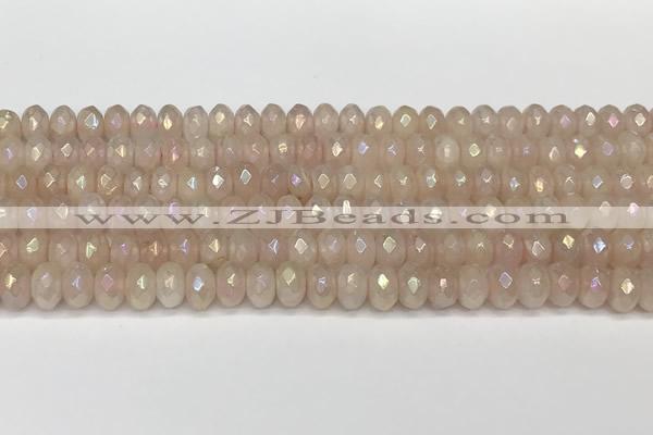 CRB5701 15 inches 5*8mm faceted rondelle AB-color rose quartz beads