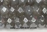 CRB5703 15 inches 5*8mm faceted rondelle AB-color grey agate beads