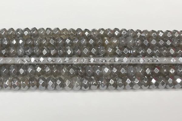 CRB5703 15 inches 5*8mm faceted rondelle AB-color grey agate beads