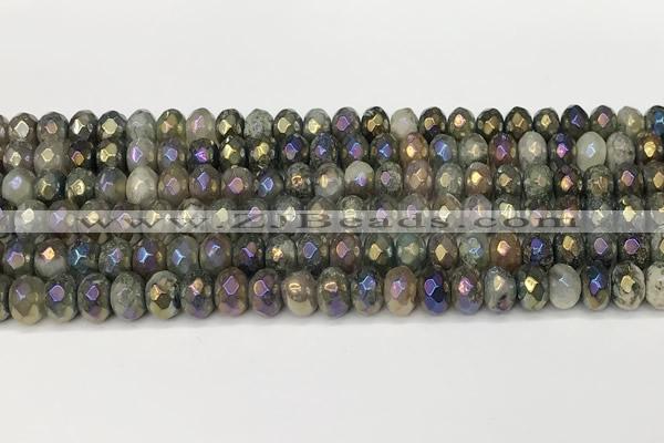 CRB5707 15 inches 5*8mm faceted rondelle AB-color labradorite beads