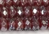 CRB5709 15 inches 5*8mm faceted rondelle AB-color red agate beads