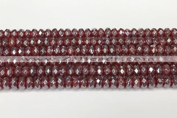 CRB5709 15 inches 5*8mm faceted rondelle AB-color red agate beads