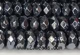 CRB5712 15 inches 5*8mm faceted rondelle AB-color black agate beads