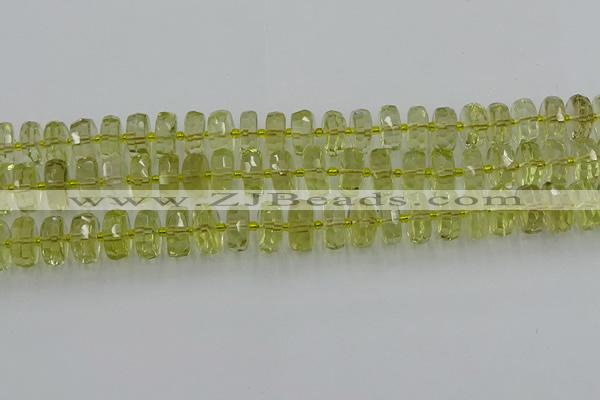 CRB574 15.5 inches 7*12mm faceted rondelle lemon quartz beads