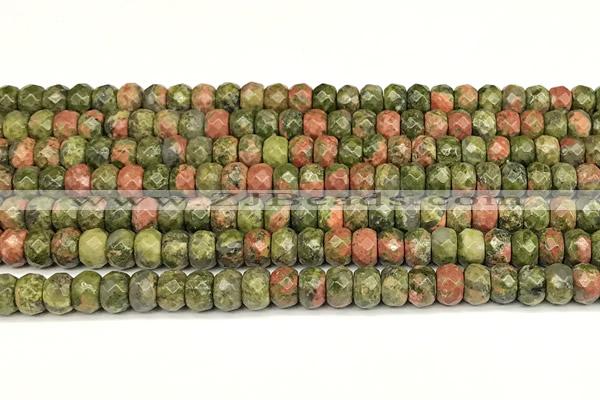 CRB5827 15 inches 4*6mm, 5*8mm faceted rondelle unakite beads