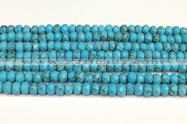 CRB5828 15 inches 4*6mm, 5*8mm faceted rondelle imitation turquoise beads