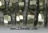 CRB601 15.5 inches 8*18mm faceted rondelle pyrite beads