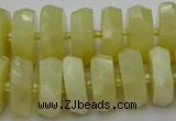 CRB609 15.5 inches 8*18mm faceted rondelle yellow opal beads