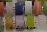 CRB682 15.5 inches 7*14mm tyre matte mixed gemstone beads