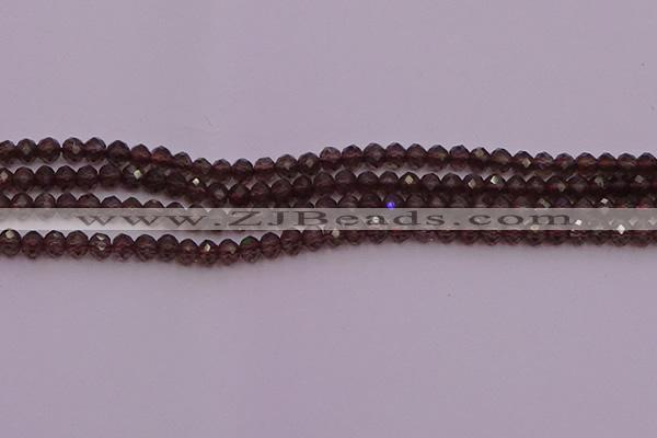 CRB720 15.5 inches 3*4mm faceted rondelle smoky quartz beads