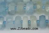 CRB802 15.5 inches 6*10mm faceted rondelle aquamarine beads