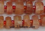 CRB818 15.5 inches 6*10mm faceted rondelle orange moonstone beads