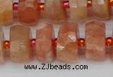 CRB819 15.5 inches 7*12mm faceted rondelle orange moonstone beads