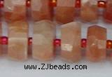 CRB820 15.5 inches 8*14mm faceted rondelle orange moonstone beads