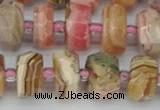 CRB835 15.5 inches 7*12mm faceted rondelle rhodochrosite beads