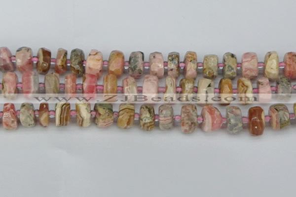 CRB837 15.5 inches 8*16mm faceted rondelle rhodochrosite beads