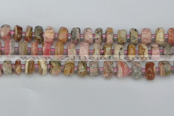 CRB838 15.5 inches 8*18mm faceted rondelle rhodochrosite beads
