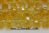 CRB844 15.5 inches 8*14mm faceted rondelle citrine beads