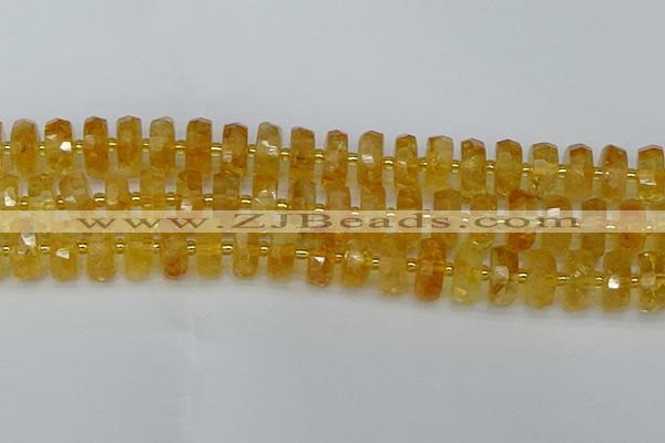 CRB846 15.5 inches 8*18mm faceted rondelle citrine beads