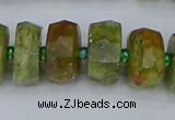 CRB851 15.5 inches 7*12mm faceted rondelle green garnet beads