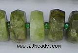 CRB854 15.5 inches 8*18mm faceted rondelle green garnet beads