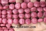 CRC1062 15.5 inches 14mm flat round rhodochrosite beads