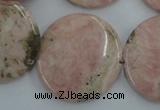 CRC158 15.5 inches 30mm flat round Argentina rhodochrosite beads