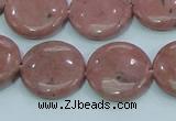 CRC207 16 inches 20mm flat round rhodochrosite gemstone beads