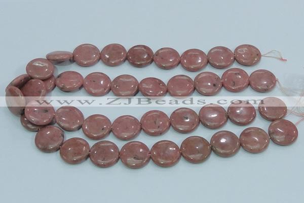 CRC207 16 inches 20mm flat round rhodochrosite gemstone beads