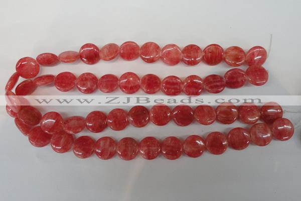 CRC24 15.5 inches 16mm flat round dyed rhodochrosite gemstone beads
