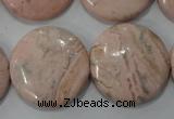 CRC308 15.5 inches 25mm flat round Peru rhodochrosite beads