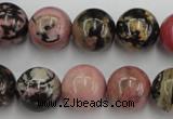 CRD05 15.5 inches 14mm round natural rhodonite gemstone beads