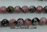 CRD12 15.5 inches 8mm faceted round rhodonite gemstone beads