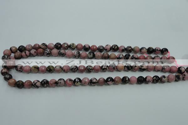 CRD12 15.5 inches 8mm faceted round rhodonite gemstone beads