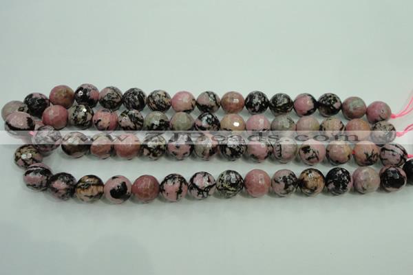 CRD17 15.5 inches 16mm faceted round rhodonite gemstone beads