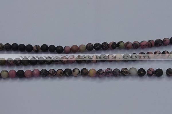 CRD23 15.5 inches 4mm round matte rhodonite beads wholesale