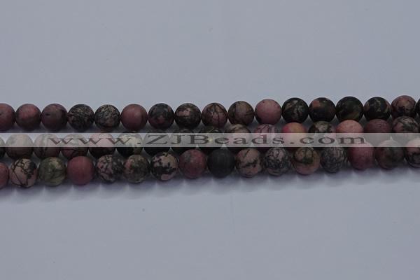 CRD26 15.5 inches 10mm round matte rhodonite beads wholesale